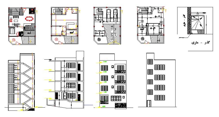 آپارتمان مسکونی (۴ طبقه + پارکینگ) هر طبقه حدود ۹۰ متر