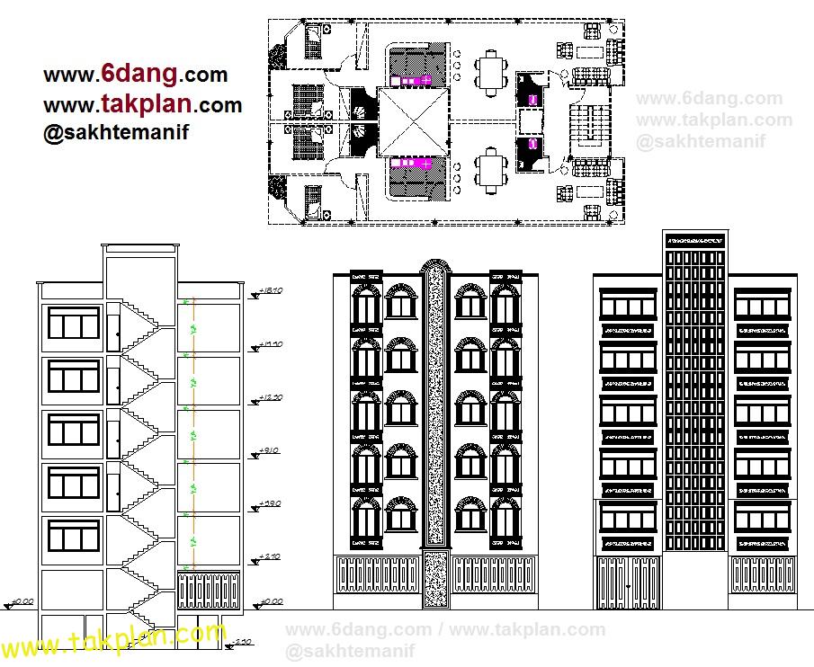 آپارتمان ۷ طبقه (دارای سونا، جکوزی، انبار و پارکینگ)