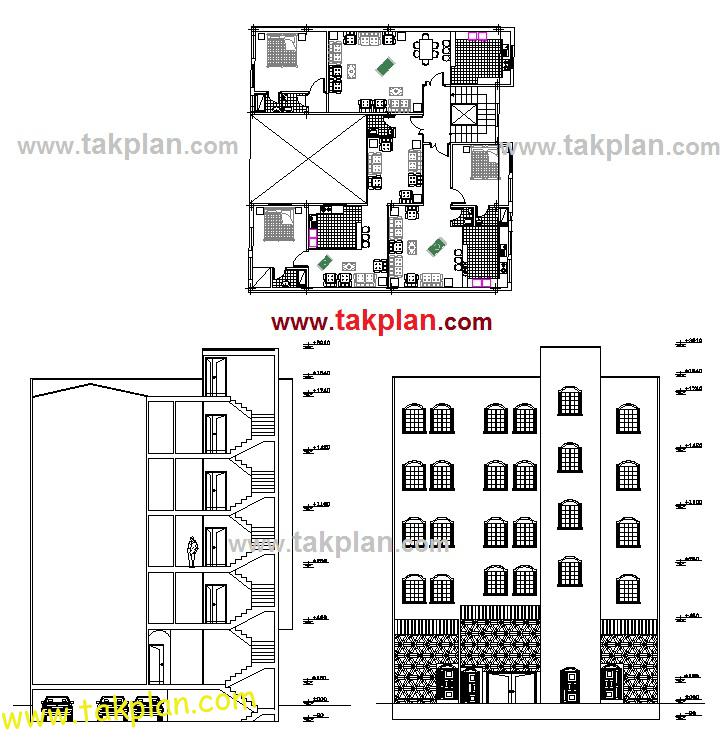 آپارتمان مسکونی (۵ طبقه + پارکینگ) هر طبقه حدود ۱۸۰متر
