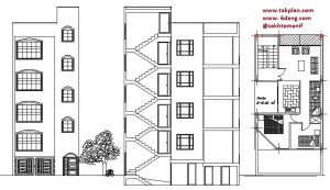آپارتمان مسکونی (۴ طبقه + زیرزمین) هر طبقه حدود ۵۹ متر