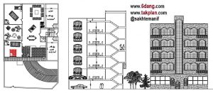 آپارتمان مسکونی (۵ طبقه + زیرزمین) هر طبقه حدود ۲۲۳ متر