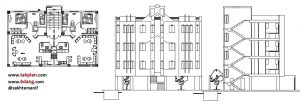 آپارتمان ۶ واحدی (۳ طبقه روی پیلوت)  هر طبقه حدود ۱۶۲ متر
