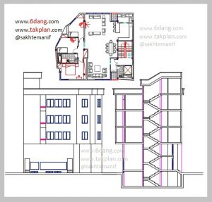 نقشه معماری و سازه آپارتمان ۵ طبقه